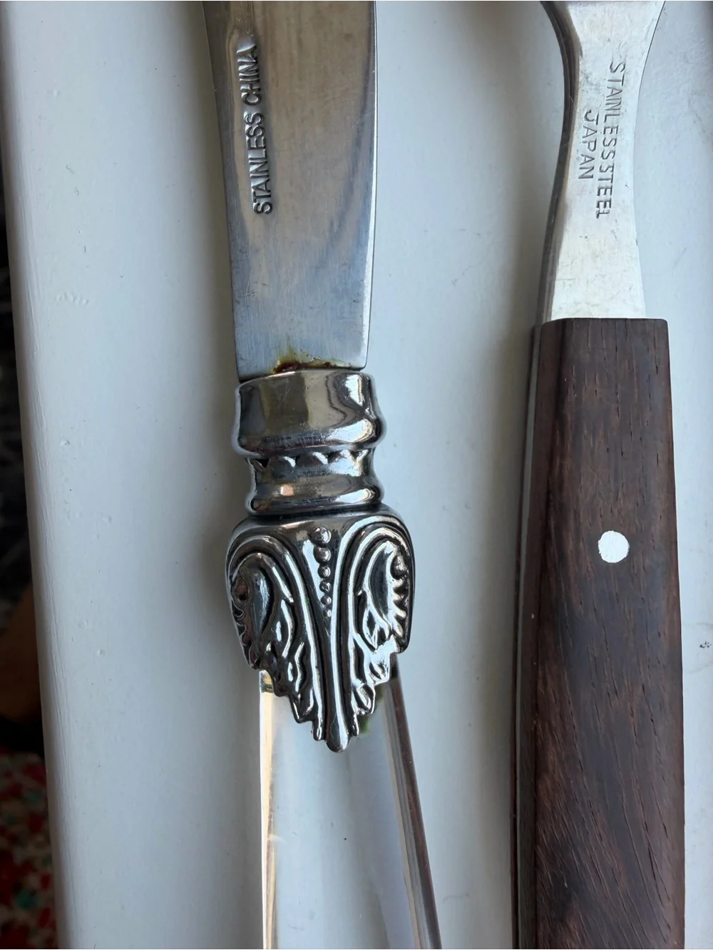 Assorted Cheese Spreaders - Ivory, Wood, and Silver Handles